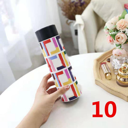 Cross-Border LED Random Temperature Display304Stainless Steel Thermos Cup Car-mounted Household Leather Case Gift Cup 500ML