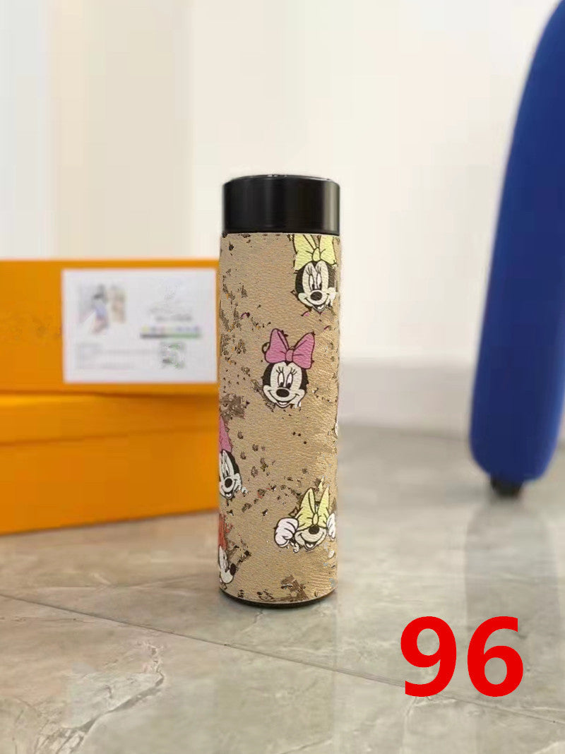 Cross-Border LED Random Temperature Display304Stainless Steel Thermos Cup Car-mounted Household Leather Case Gift Cup 500ML