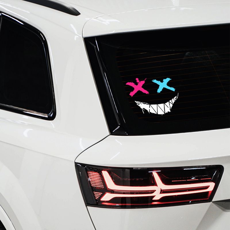 Devil Smiley Face XX Eye Personality Expression Stickers Creative Motorcycle Helmet Skateboard Body Glass Reflective Decorative Stickers