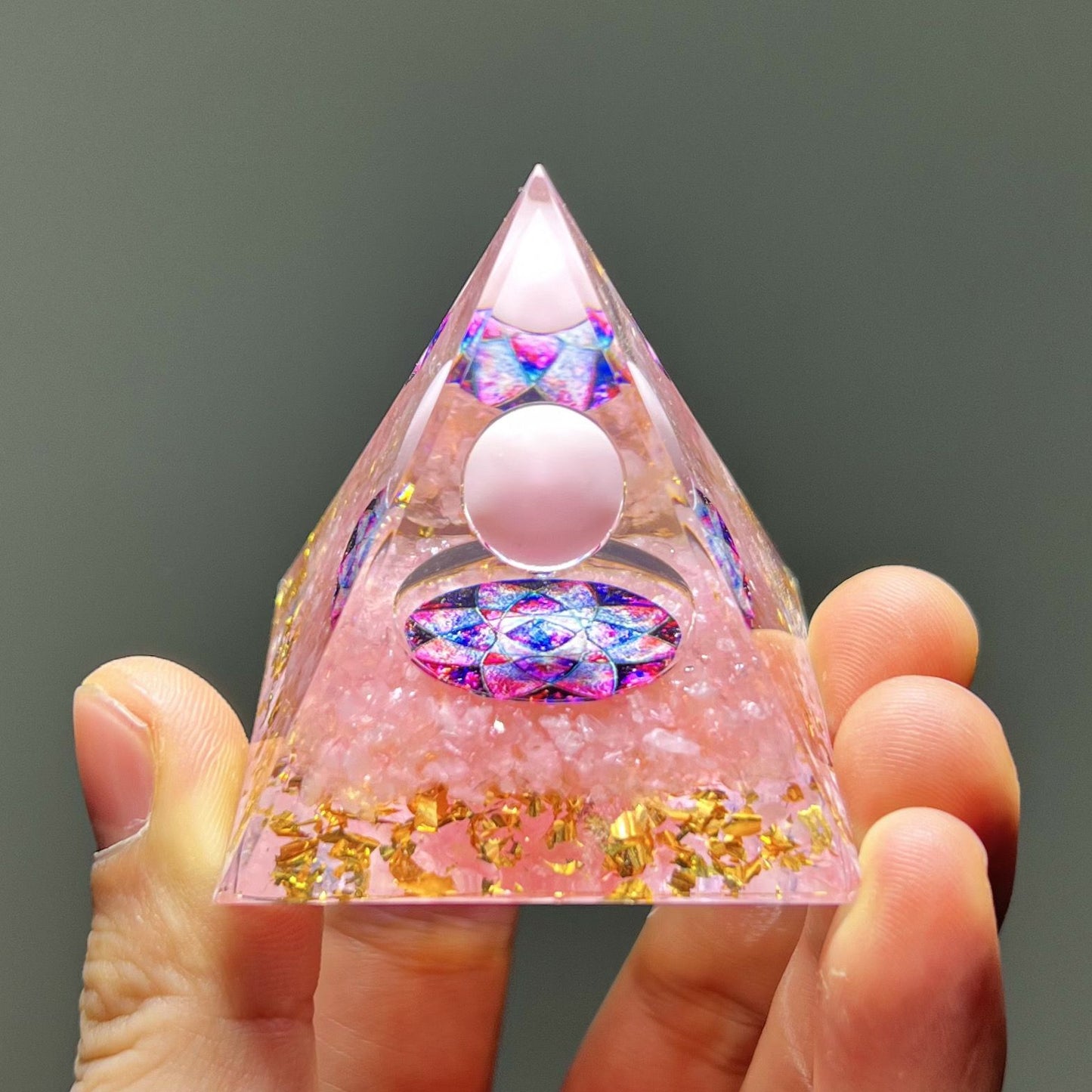 Pyramid Desktop High-end Ornament Birthday Gift Fish Tank Landscaping Car Decoration Resin Epoxy+Crystal Ball/Stone