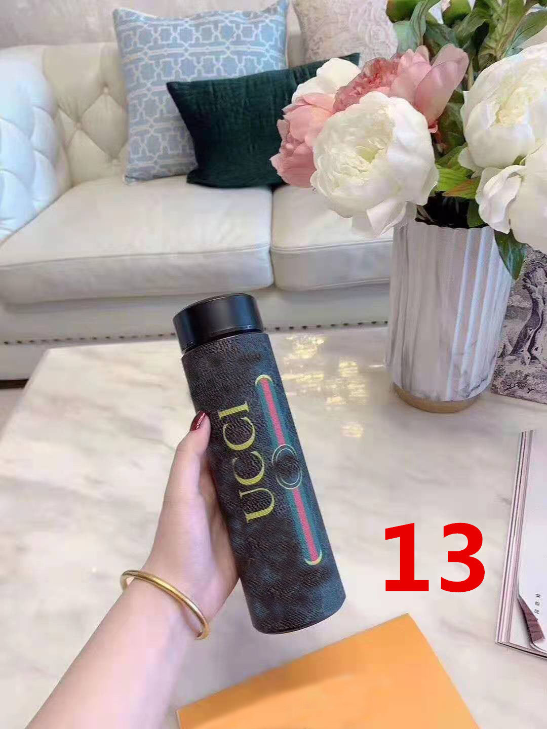Cross-Border LED Random Temperature Display304Stainless Steel Thermos Cup Car-mounted Household Leather Case Gift Cup 500ML