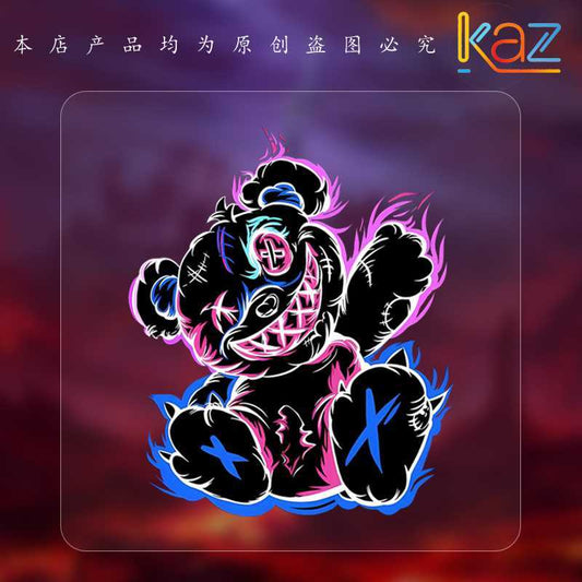 Devil Bear Personalized Creative Cartoon Stickers Cute Car Decoration Fun Decals Car Body Scratch Cover Stickers