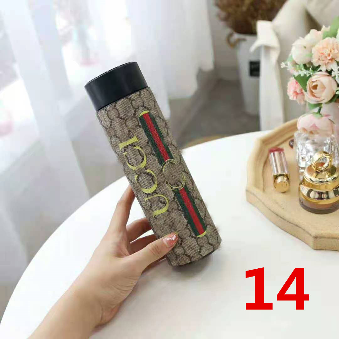 Cross-Border LED Random Temperature Display304Stainless Steel Thermos Cup Car-mounted Household Leather Case Gift Cup 500ML