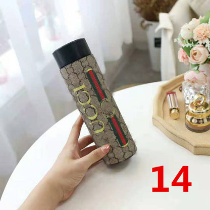 Cross-Border LED Random Temperature Display304Stainless Steel Thermos Cup Car-mounted Household Leather Case Gift Cup 500ML