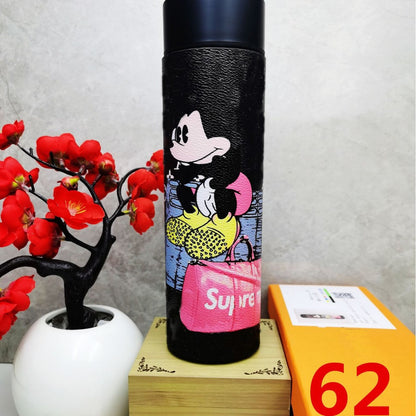 Cross-Border LED Random Temperature Display304Stainless Steel Thermos Cup Car-mounted Household Leather Case Gift Cup 500ML