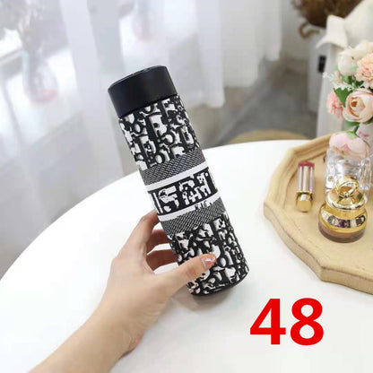 Cross-Border LED Random Temperature Display304Stainless Steel Thermos Cup Car-mounted Household Leather Case Gift Cup 500ML