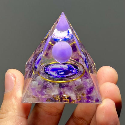 Pyramid Desktop High-end Ornament Birthday Gift Fish Tank Landscaping Car Decoration Resin Epoxy+Crystal Ball/Stone