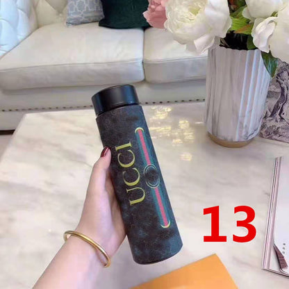 Cross-Border LED Random Temperature Display304Stainless Steel Thermos Cup Car-mounted Household Leather Case Gift Cup 500ML