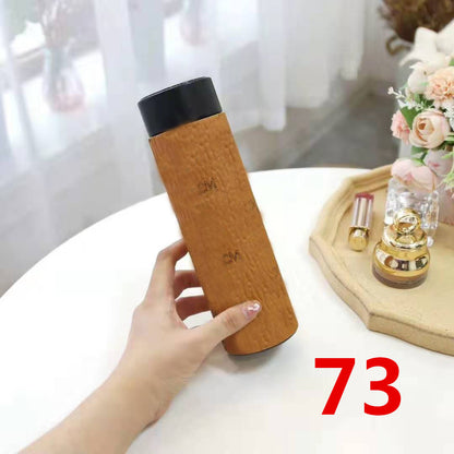 Cross-Border LED Random Temperature Display304Stainless Steel Thermos Cup Car-mounted Household Leather Case Gift Cup 500ML