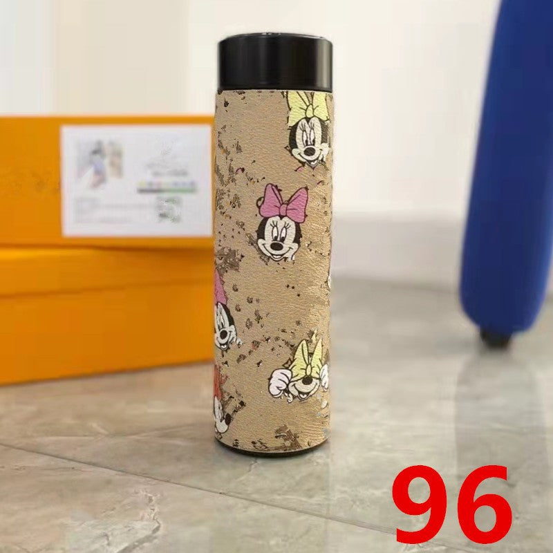 Cross-Border LED Random Temperature Display304Stainless Steel Thermos Cup Car-mounted Household Leather Case Gift Cup 500ML