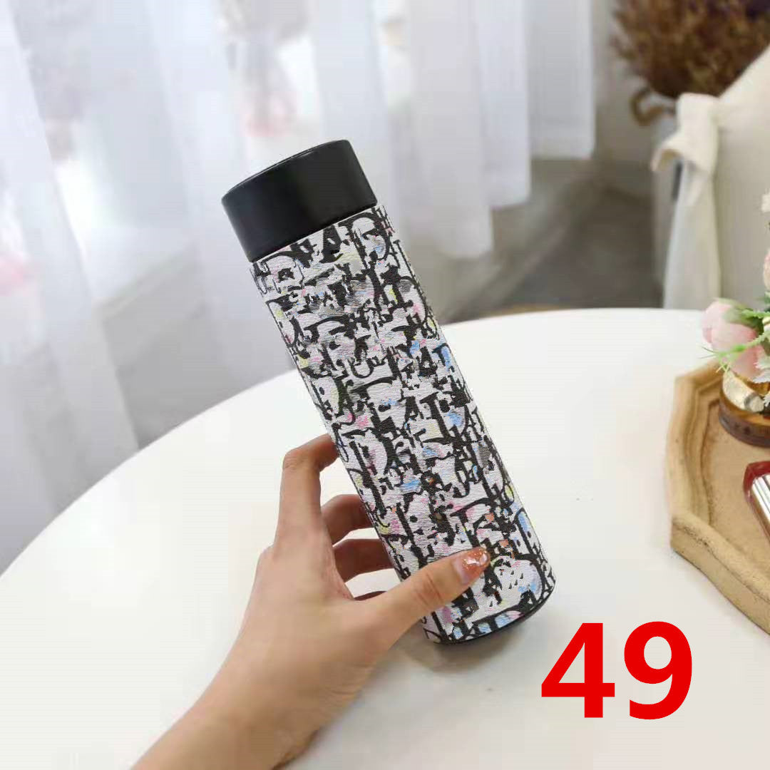 Cross-Border LED Random Temperature Display304Stainless Steel Thermos Cup Car-mounted Household Leather Case Gift Cup 500ML