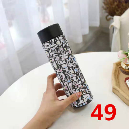 Cross-Border LED Random Temperature Display304Stainless Steel Thermos Cup Car-mounted Household Leather Case Gift Cup 500ML