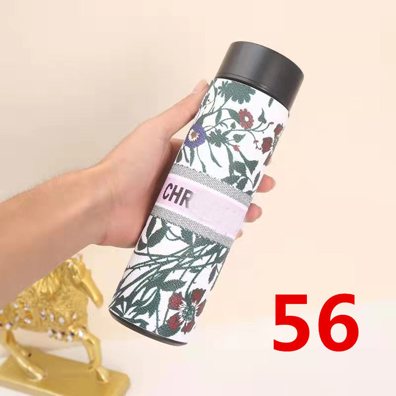 Cross-Border LED Random Temperature Display304Stainless Steel Thermos Cup Car-mounted Household Leather Case Gift Cup 500ML