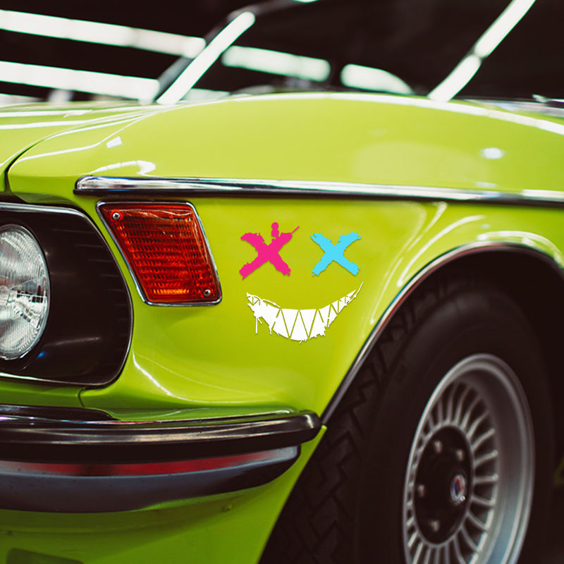 Devil Smiley Face XX Eye Personality Expression Stickers Creative Motorcycle Helmet Skateboard Body Glass Reflective Decorative Stickers