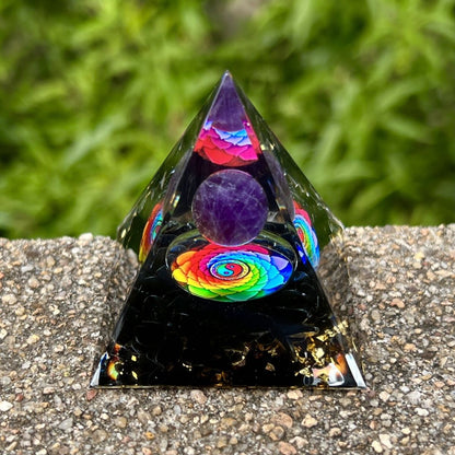 Pyramid Desktop High-end Ornament Birthday Gift Fish Tank Landscaping Car Decoration Resin Epoxy+Crystal Ball/Stone