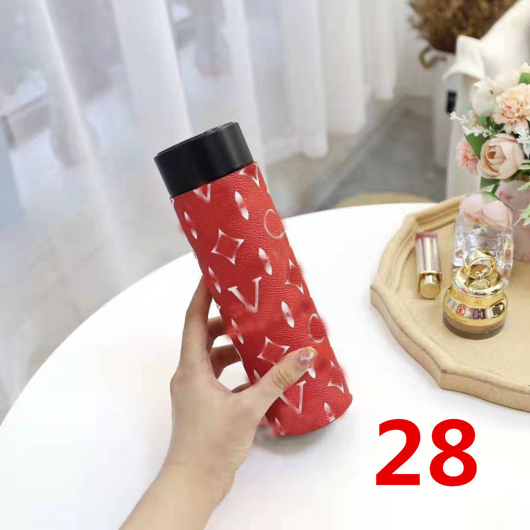 Cross-Border LED Random Temperature Display304Stainless Steel Thermos Cup Car-mounted Household Leather Case Gift Cup 500ML
