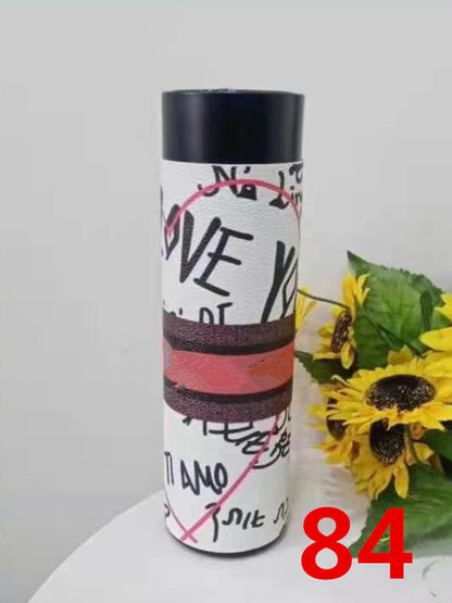 Cross-Border LED Random Temperature Display304Stainless Steel Thermos Cup Car-mounted Household Leather Case Gift Cup 500ML
