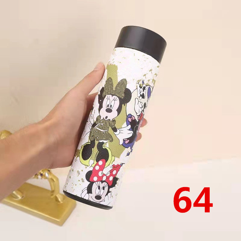 Cross-Border LED Random Temperature Display304Stainless Steel Thermos Cup Car-mounted Household Leather Case Gift Cup 500ML