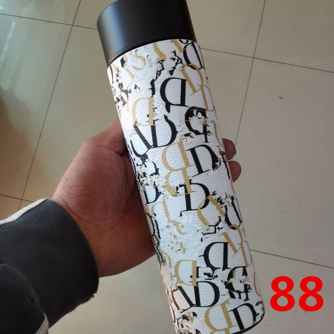 Cross-Border LED Random Temperature Display304Stainless Steel Thermos Cup Car-mounted Household Leather Case Gift Cup 500ML