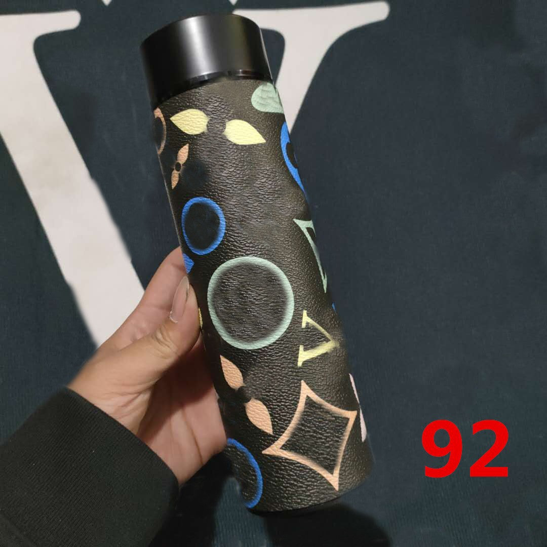 Cross-Border LED Random Temperature Display304Stainless Steel Thermos Cup Car-mounted Household Leather Case Gift Cup 500ML