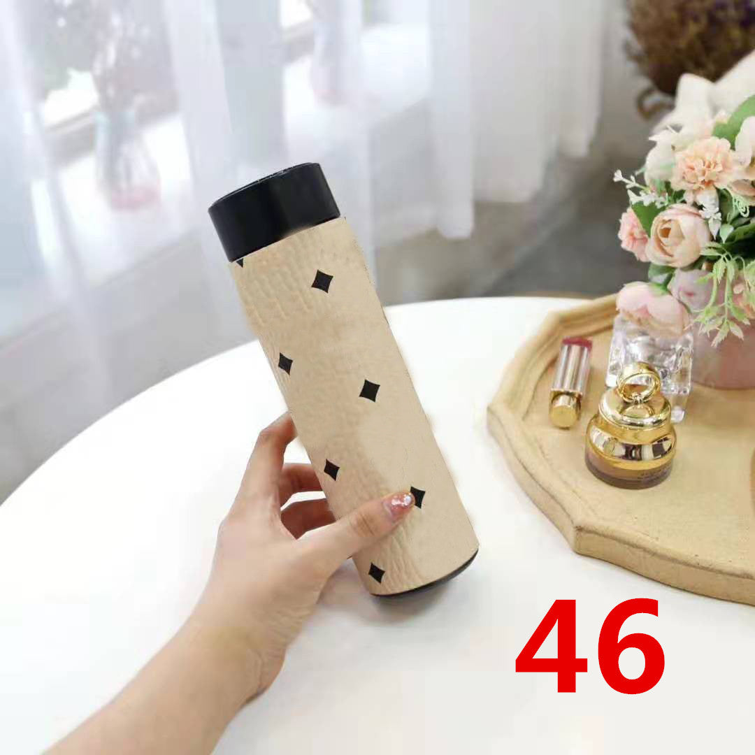 Cross-Border LED Random Temperature Display304Stainless Steel Thermos Cup Car-mounted Household Leather Case Gift Cup 500ML
