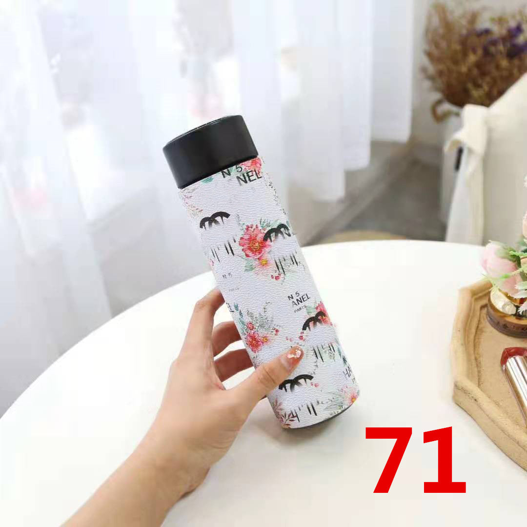 Cross-Border LED Random Temperature Display304Stainless Steel Thermos Cup Car-mounted Household Leather Case Gift Cup 500ML