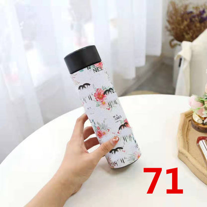 Cross-Border LED Random Temperature Display304Stainless Steel Thermos Cup Car-mounted Household Leather Case Gift Cup 500ML
